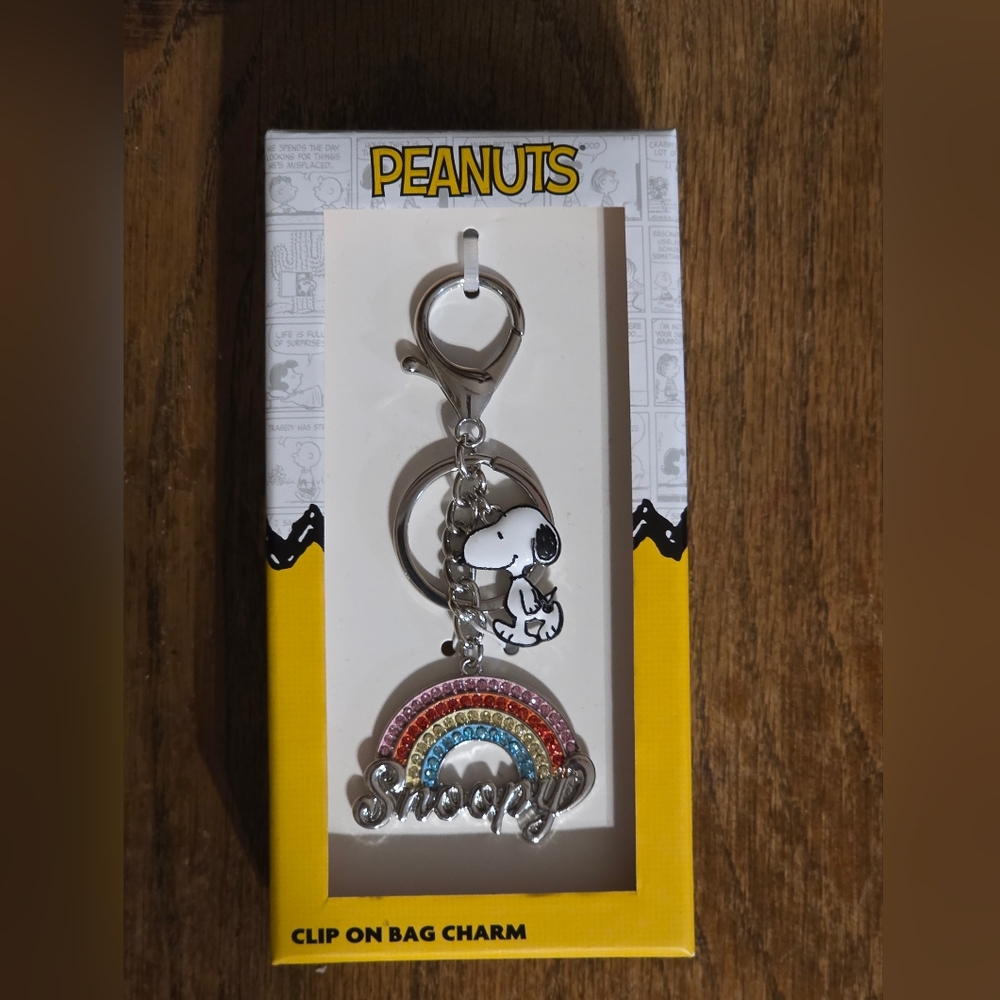 Peanuts Snoopy Keychain with Rainbow and Silver Accents